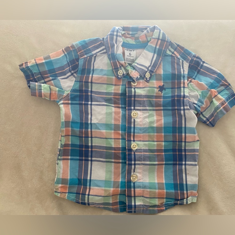 Carter’s Baby Boy Plaid Button-Down Shirt – EUC 6MOS Resort Collection